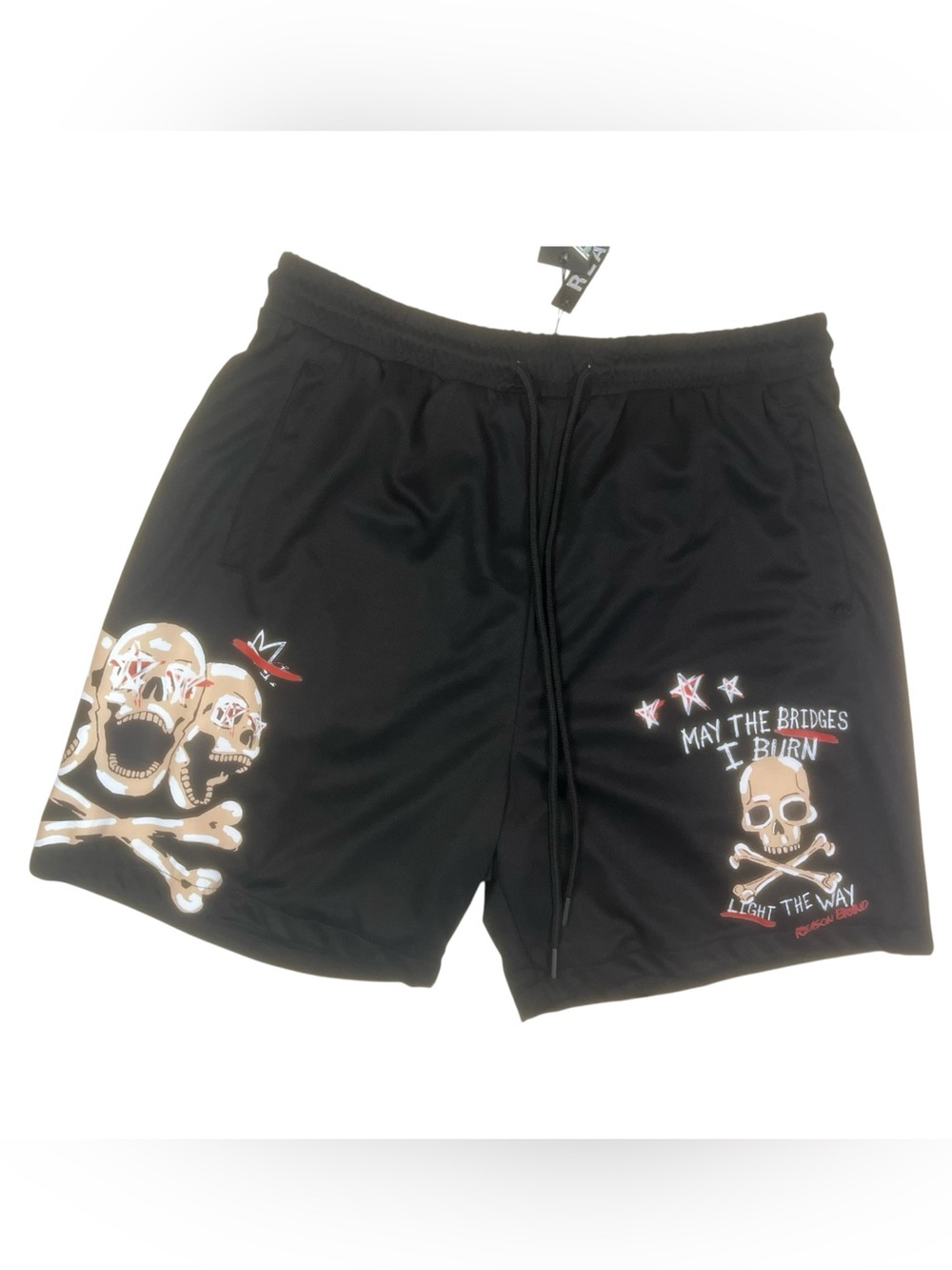 Reason Black Shorts sz large  with Skull & Red Accent Graphic